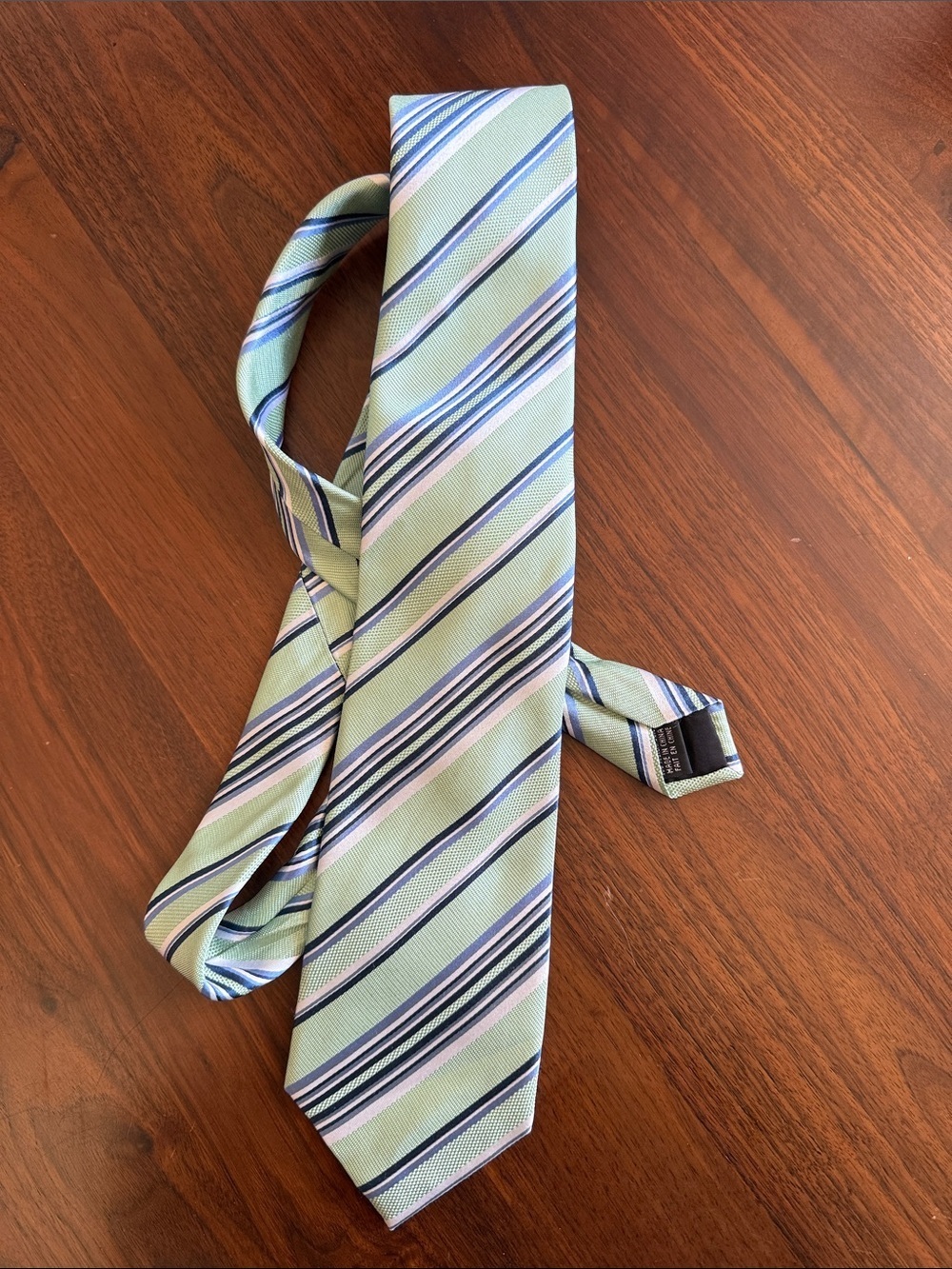 Balmain - Striped Light Green Silk Neck Tie